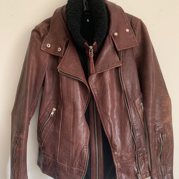 Mackage leather moto jacket with wool vest insert - Picture 5 of 6